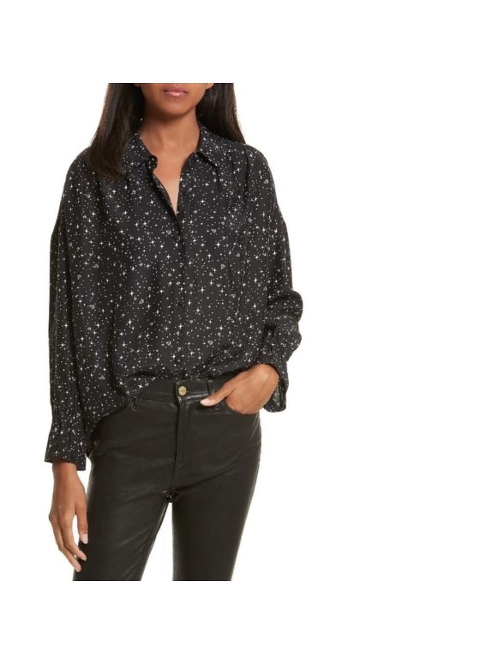 FRAME Flare Cuff Silk Shirt